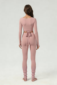 Women's ballet tie crop top and yoga pants set