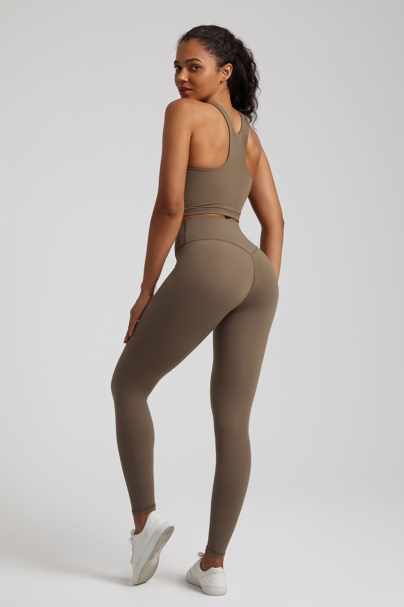 Bare Shoulder Blade Bra + Sports Leggings 2-Piece Set