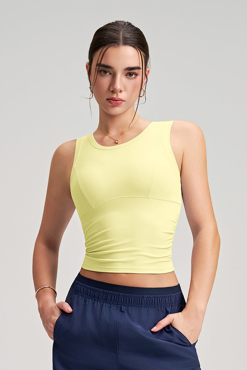 Women Fixed-Cup Ruching Quick-Dry Workout Sports Bra
