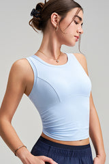 Women Fixed-Cup Ruching Quick-Dry Workout Sports Bra
