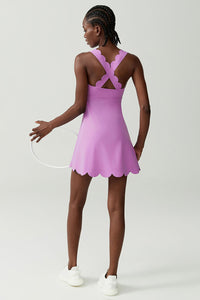 Women Wave-Trim Back-Cross Tennis Dress