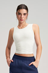 Women Fixed-Cup Ruching Quick-Dry Workout Sports Bra