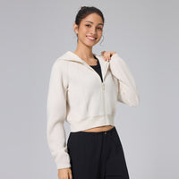 Short sports jacket with women's zipper and velvet yoga suit, casual hooded top