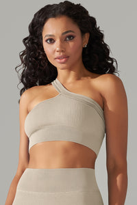 Women'S Seamless Ribbed One Shoulder Sports Bra