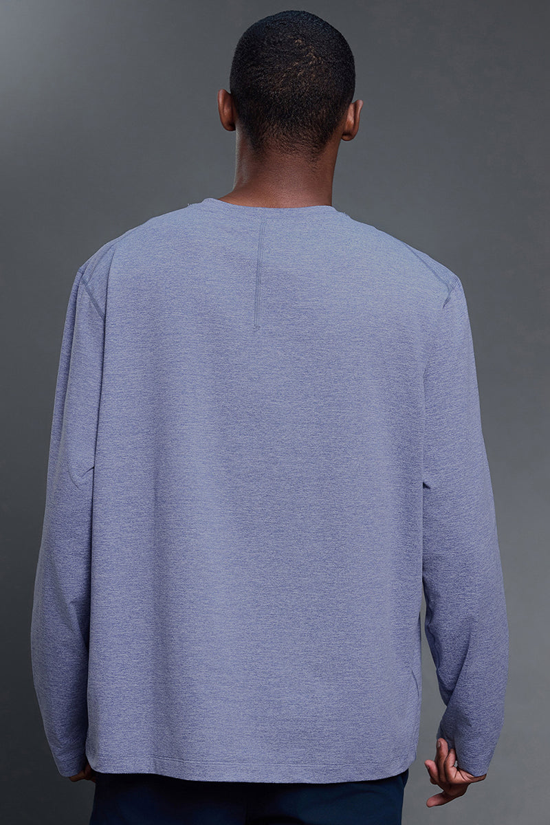 Men Round Neck Breathable Stretchy Casual Sport Long Sleeves