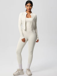 Women Activewear Set:Slim Fit Sports Bra+Zip Jacket+Leggings