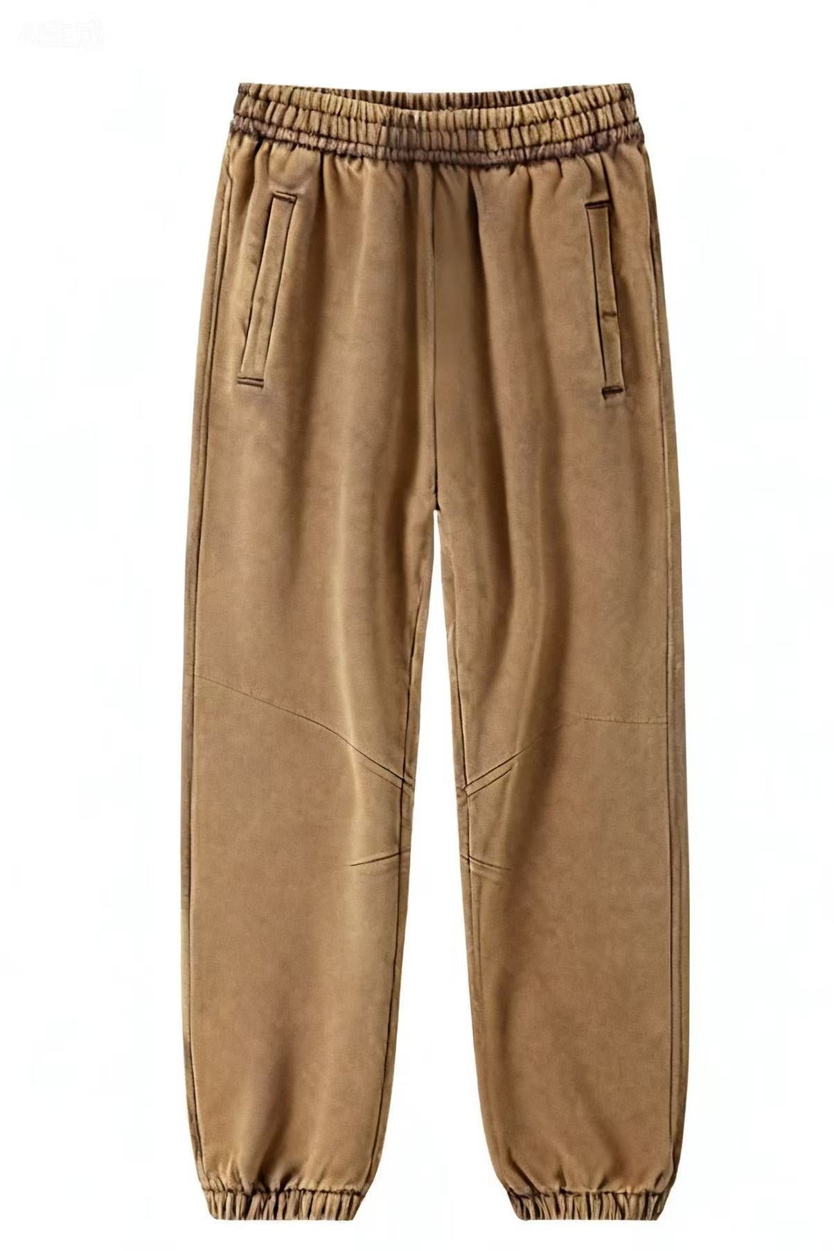 Men/Women Unisex Wax-Dye Washed Fleece Jogger Pants