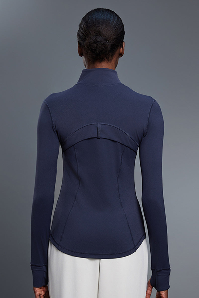 Women Stand-Collar Slim-Fit Zippered Yoga Running Workout Jacket