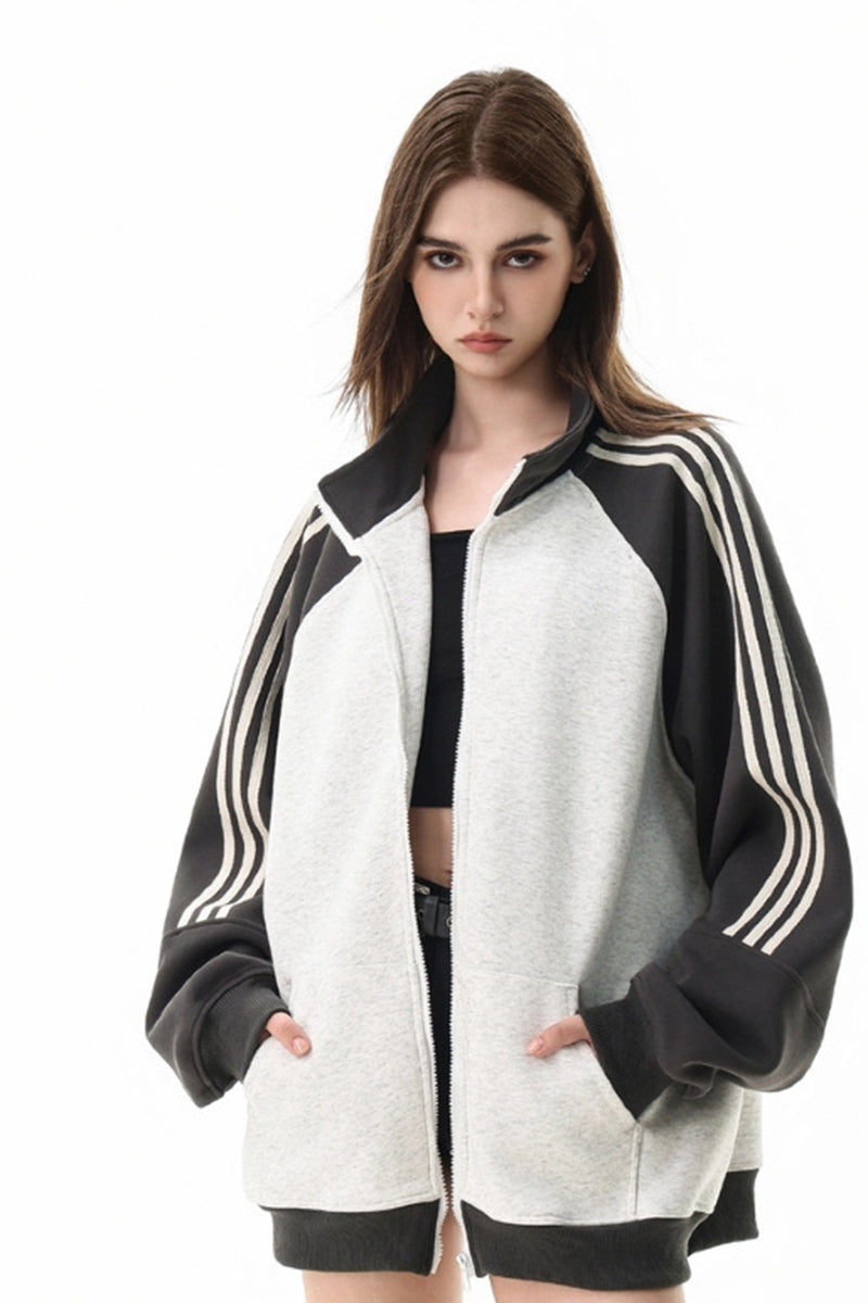 Couple Stand-Collar Zip-Up Casual Hoodie