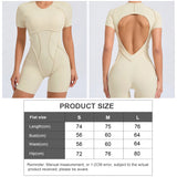 Women One-Piece Tight Short-Sleeved Hollow Back Stereo Beauty Fitness Yoga Sports Jumpsuit