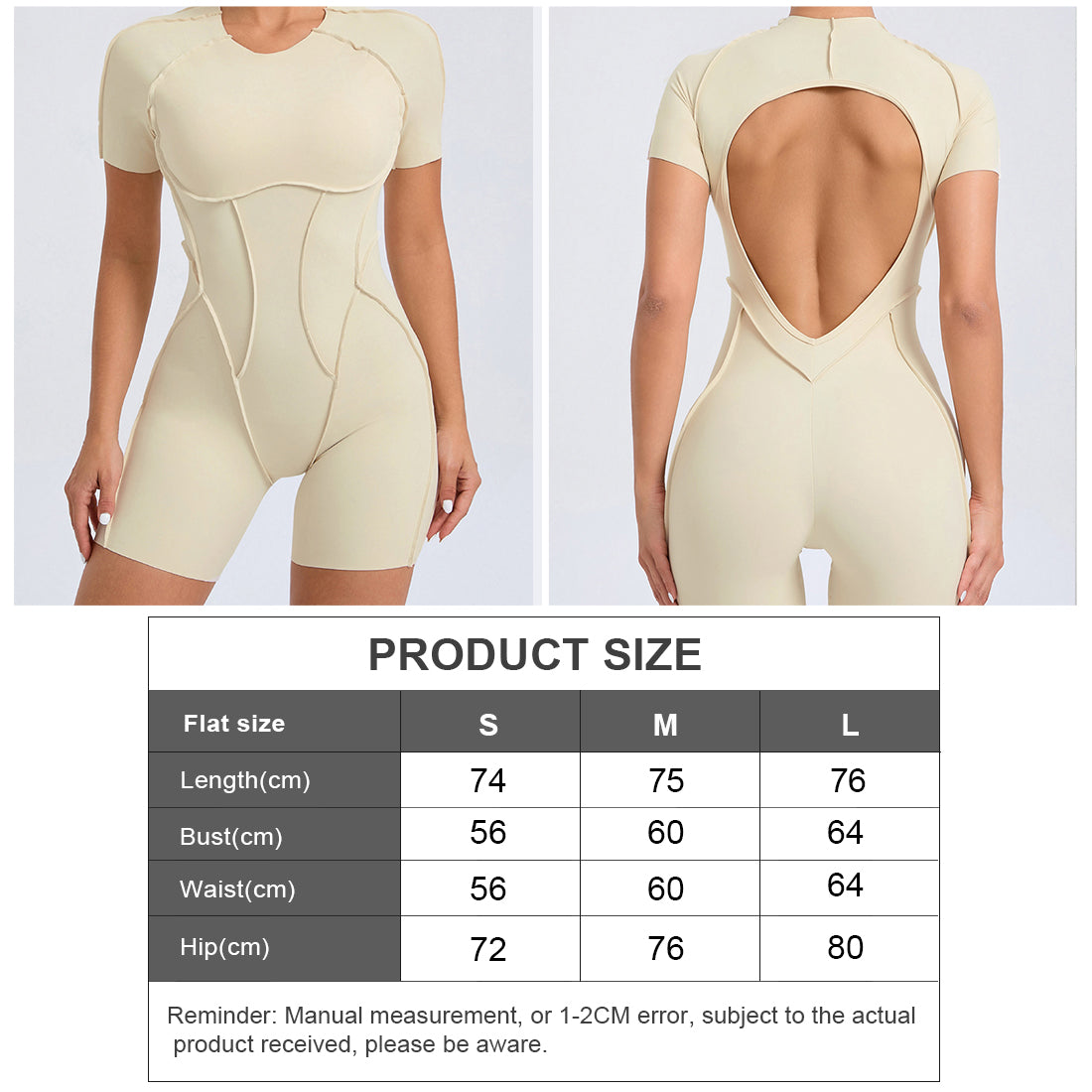 Women One-Piece Tight Short-Sleeved Hollow Back Stereo Beauty Fitness Yoga Sports Jumpsuit