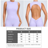 Women Sleeveless Back Hollow Fitness Peach Butt Removable Chest Pad Sports Yoga Bodysuit