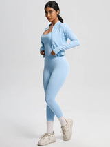 Women Activewear Set:Slim Fit Sports Bra+Zip Jacket+Leggings