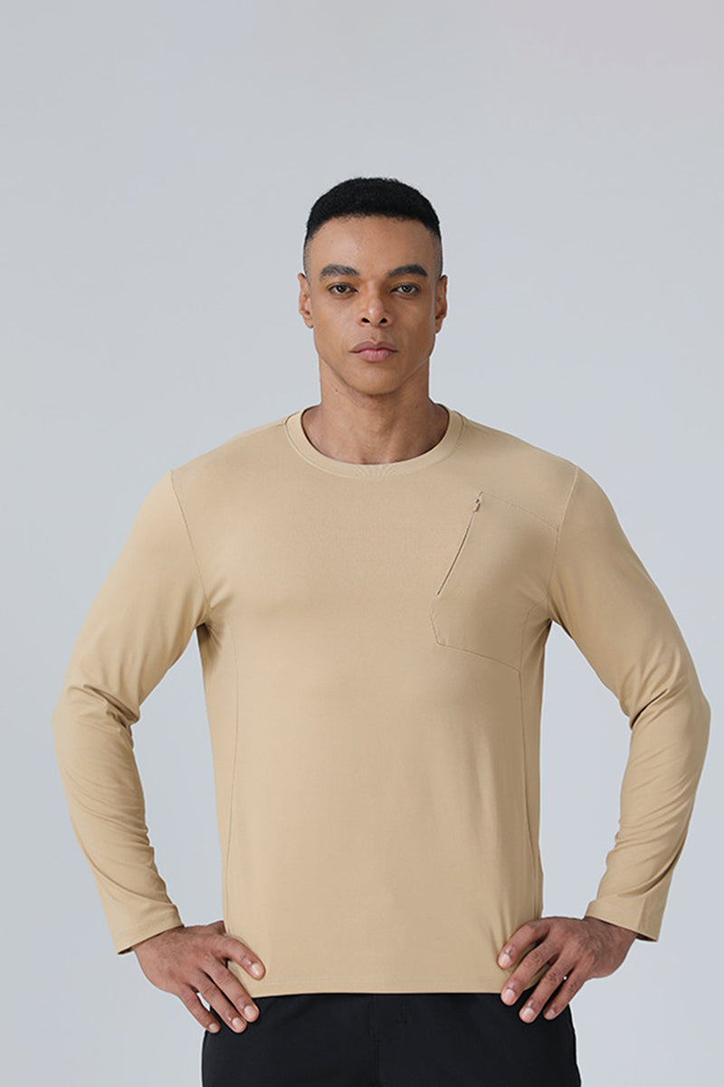 Men Quick-Dry Round-Neck Training Long Sleeve T-Shirt
