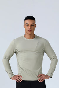 Men Quick-Dry Round-Neck Training Long Sleeve T-Shirt
