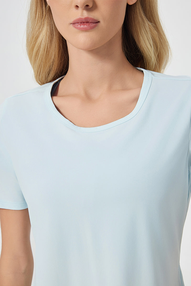 Women Short Sleeve Side Split Quick Dry Loose Breathable Running Fitness Sports Yoga Top