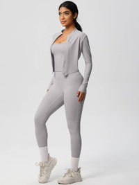 Women Activewear Set:Slim Fit Sports Bra+Zip Jacket+Leggings