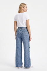 Women's Fall Vintage Metal Eyelet Loose Wide Leg Jeans