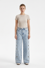 Women's Fall Vintage Metal Eyelet Loose Wide Leg Jeans