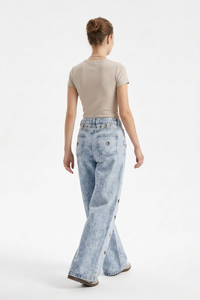 Women's Fall Vintage Metal Eyelet Loose Wide Leg Jeans