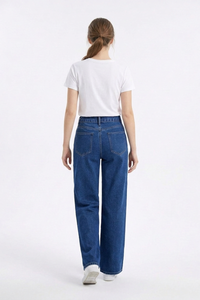 Women's High Waist Sweet Bow Pattern Wide Leg Jeans