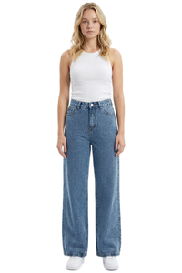 Women's High Waist Allover Rhinestone Loose Wide Leg Jeans