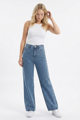 Women's High Waist Allover Rhinestone Loose Wide Leg Jeans