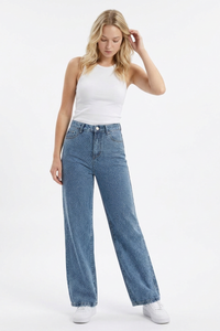 Women's High Waist Allover Rhinestone Loose Wide Leg Jeans