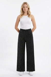 Women's High Waist Allover Rhinestone Loose Wide Leg Jeans
