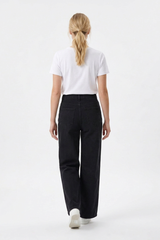 Women's High Waist Pearl Trim Wide Leg Jeans