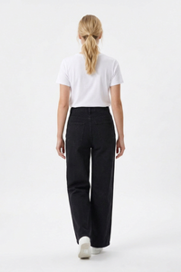 Women's High Waist Pearl Trim Wide Leg Jeans