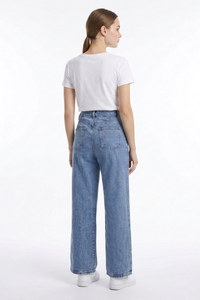 Women's Drawstring High Waist Relaxed Straight Leg Jeans