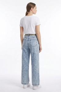 Women's Drawstring High Waist Relaxed Straight Leg Jeans