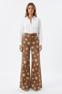Women's Retro Polka Dot High Waist Wide Leg Jeans