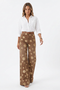 Women's Retro Polka Dot High Waist Wide Leg Jeans