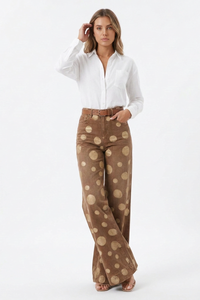 Women's Retro Polka Dot High Waist Wide Leg Jeans