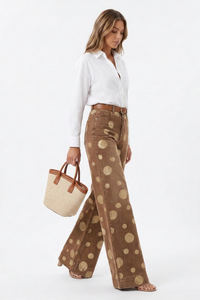 Women's Retro Polka Dot High Waist Wide Leg Jeans