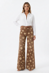 Women's Retro Polka Dot High Waist Wide Leg Jeans