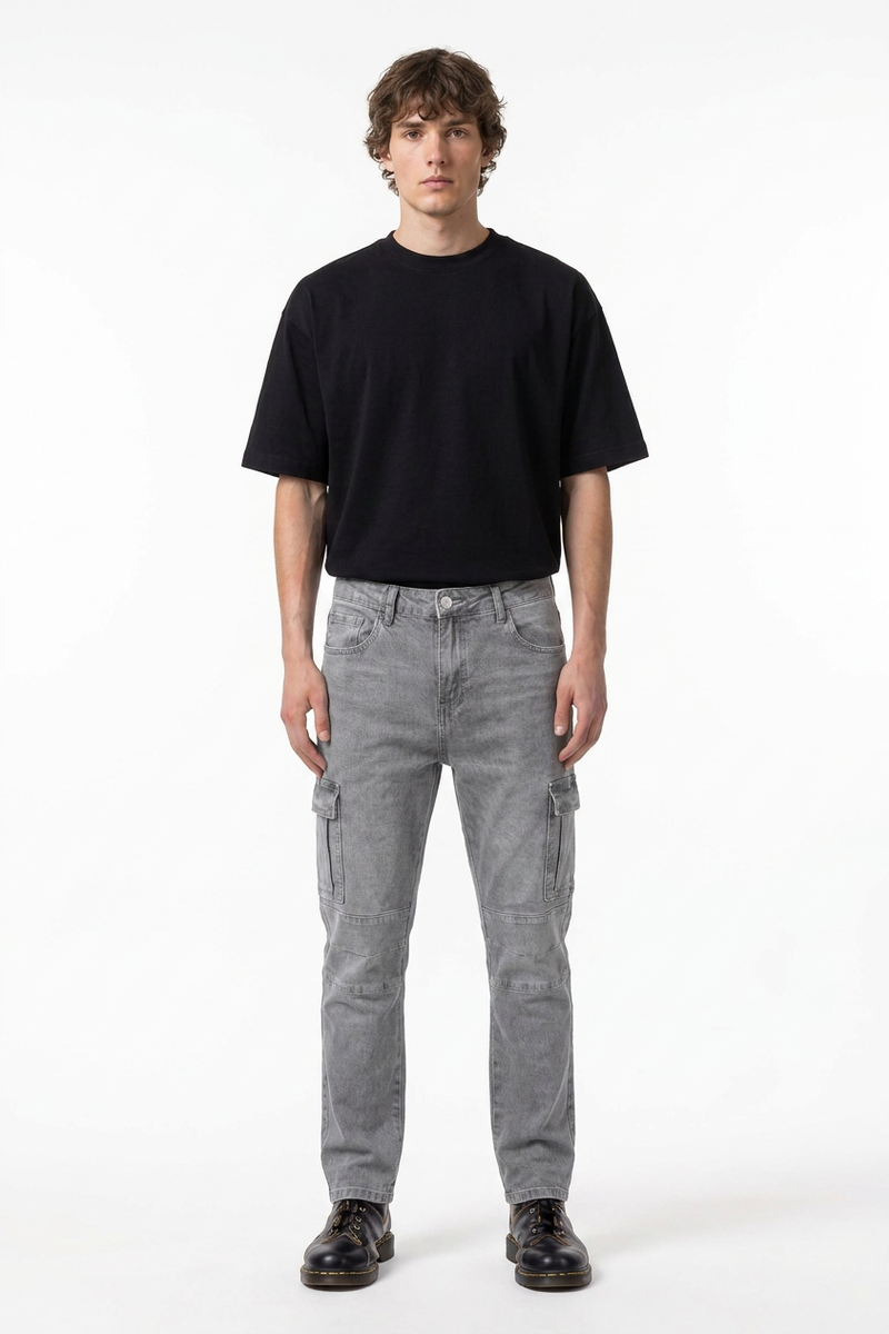 Men's Fall Side Pocket Slim Fit Cargo Jeans