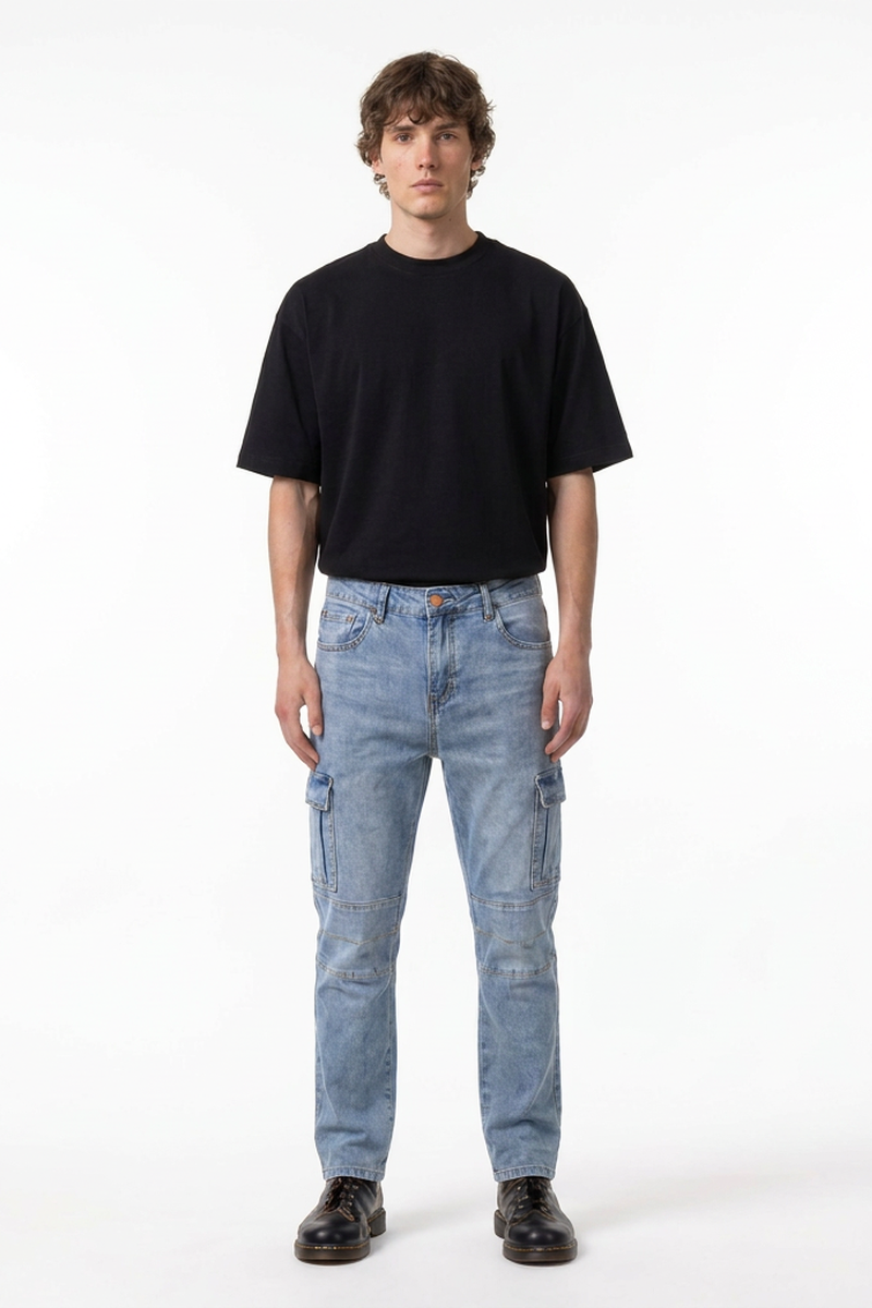 Men's Fall Side Pocket Slim Fit Cargo Jeans