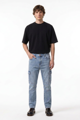 Men's Fall Side Pocket Slim Fit Cargo Jeans
