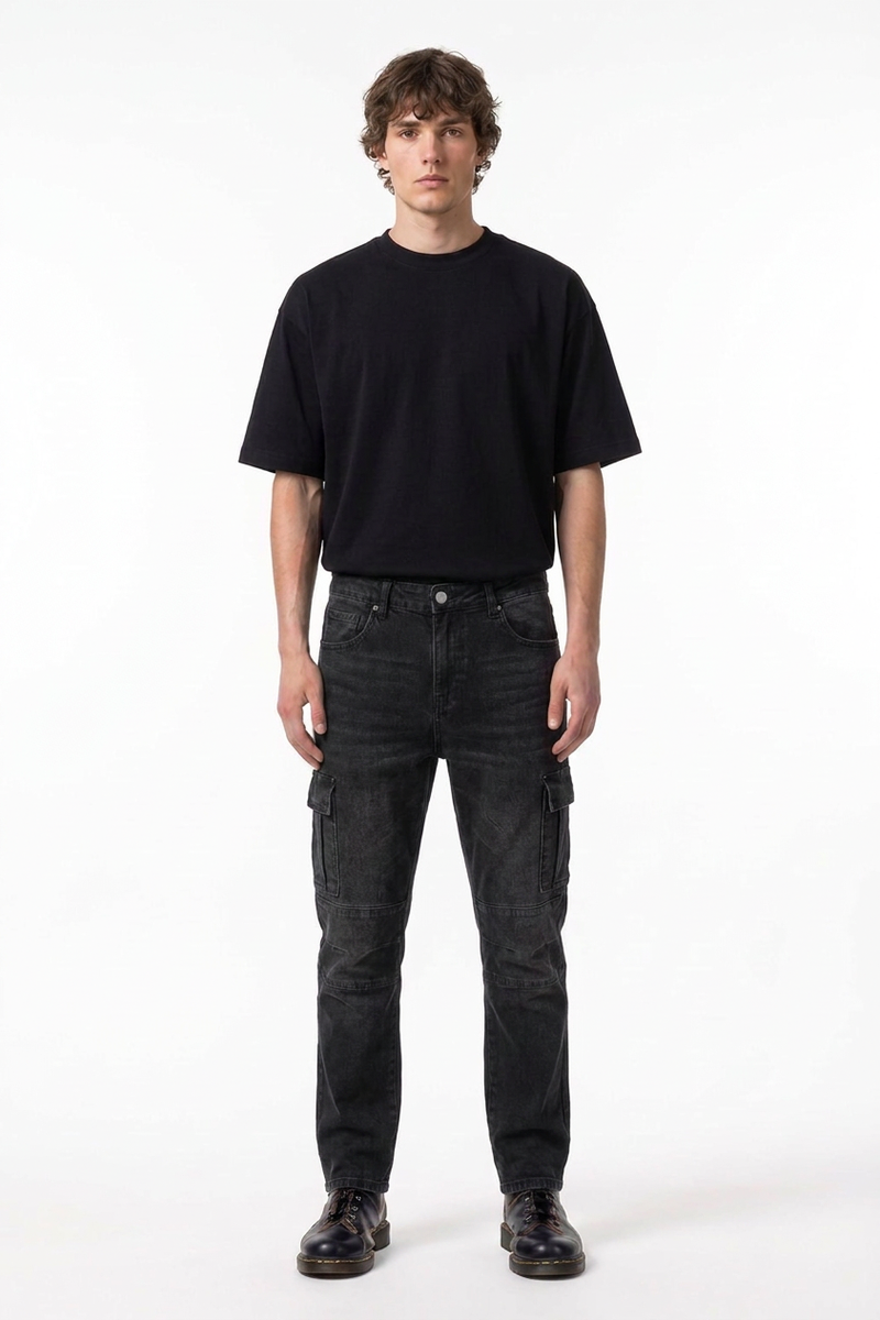 Men's Fall Side Pocket Slim Fit Cargo Jeans