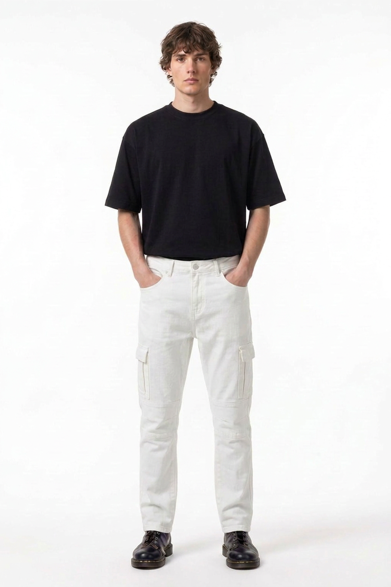 Men's Fall Side Pocket Slim Fit Cargo Jeans