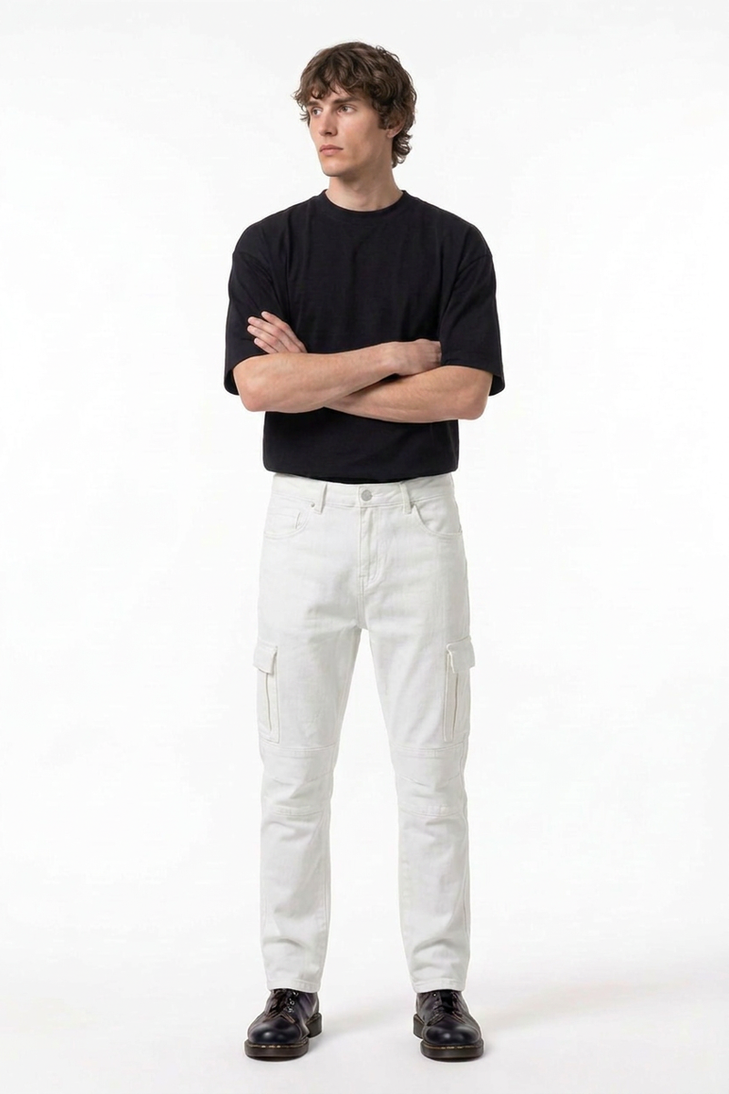 Men's Fall Side Pocket Slim Fit Cargo Jeans