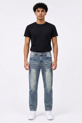 Men's Vintage Wash Slim-Fit Straight Leg Jeans