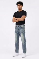 Men's Vintage Wash Slim-Fit Straight Leg Jeans