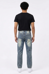 Men's Vintage Wash Slim-Fit Straight Leg Jeans