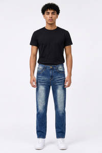 Men's Vintage Wash Slim-Fit Straight Leg Jeans