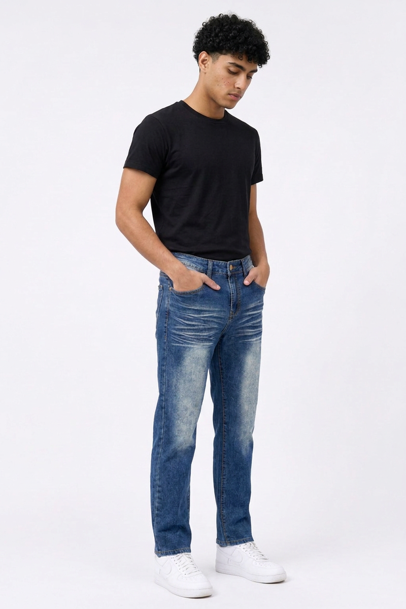 Men's Vintage Wash Slim-Fit Straight Leg Jeans