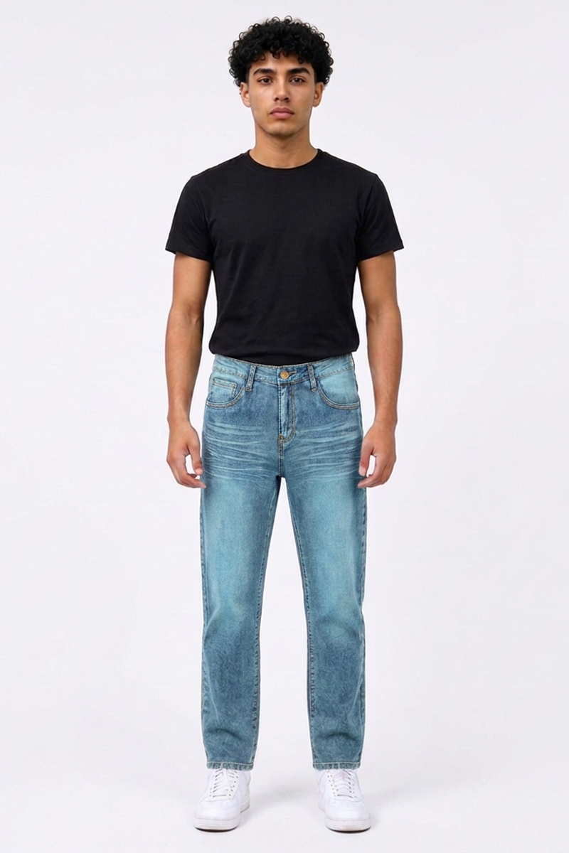 Men's Vintage Wash Slim-Fit Straight Leg Jeans